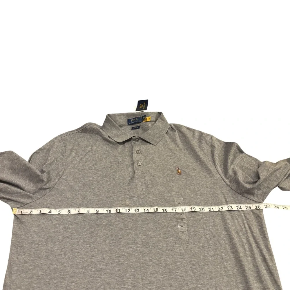 Polo Ralph Lauren Men XXL Grey Flesh Pony Long Sleeve Classic Fit Polo Shirt NWT